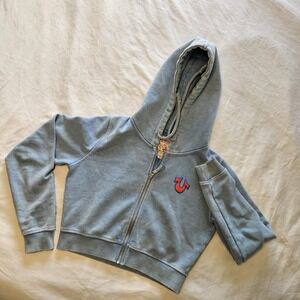 Vintage True Religion Hoody Crop Top Y2k Buddha‎ World Tour Blue Size Large